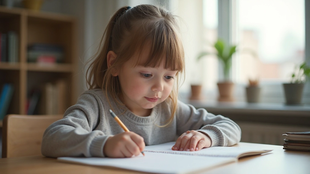 Ребенок записывает свои финансовые цели и планы в тетради